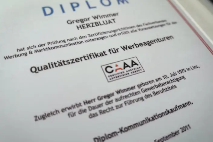 1152 CAAA Certified Austrian Advertising Agency Marketing agency Advertising agency Salzburg HERZBLUAT